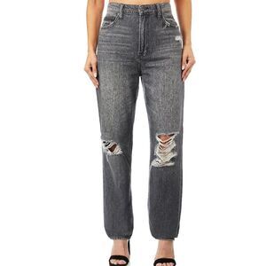 Hidden Zoey Mom Tapered Jeans Ripped High Rise Gray Busted Knee Size 25
